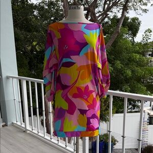 Trina Turk Multicolor Floral Long Sleeve Dress